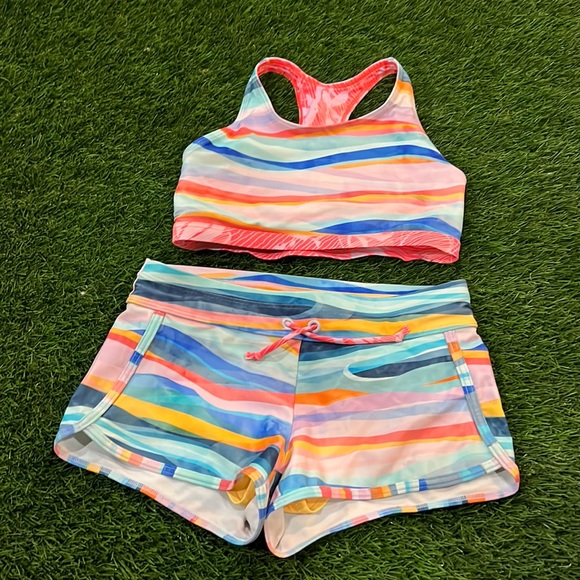 Athleta Other - Athleta Girl Swim Set - Shorts and Racerback Top (Reversible)